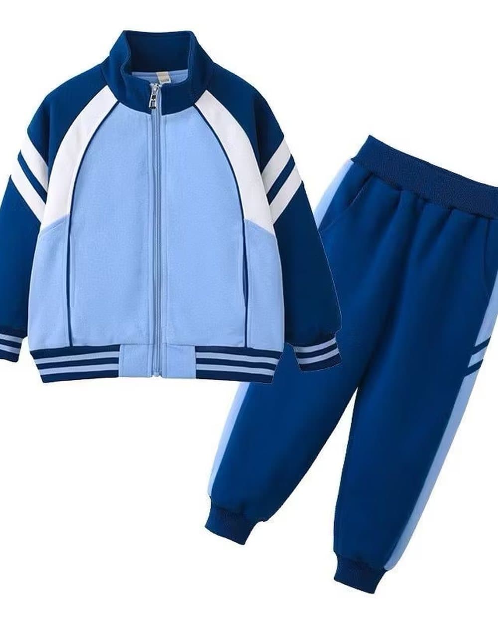 Blue two-tone tracksuit jacket and trousers